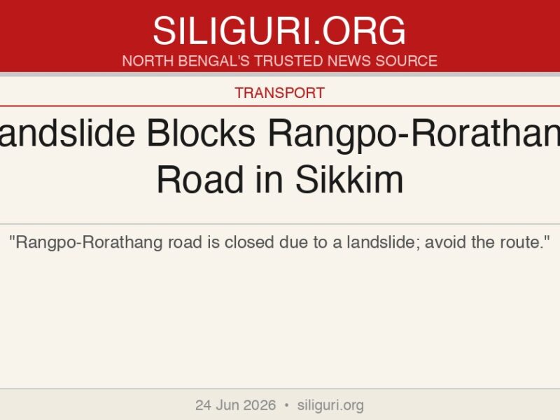 Landslide Blocks Rangpo-Rorathang Road in Sikkim